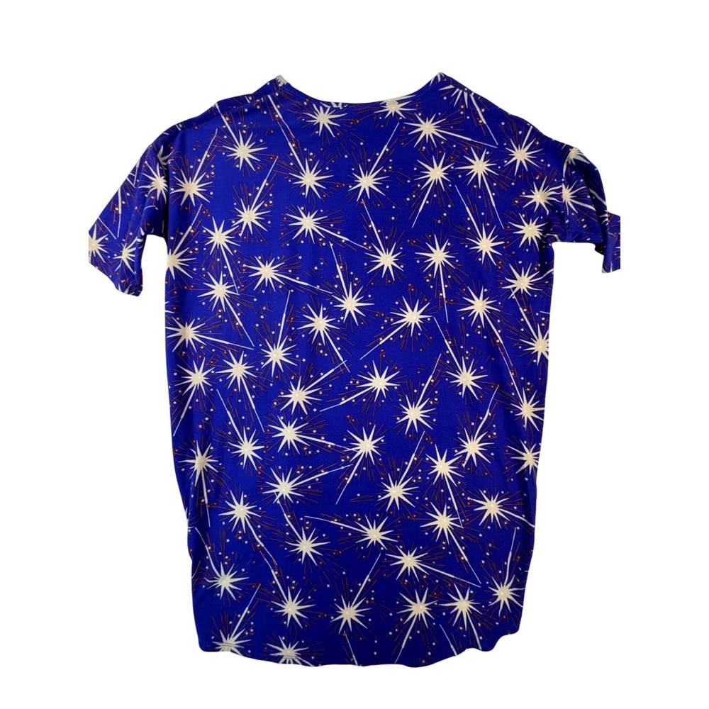 LuLaRoe Tunic Top Womens XS Blue Firework Starburst Knot Front High Low - Picture 7 of 8